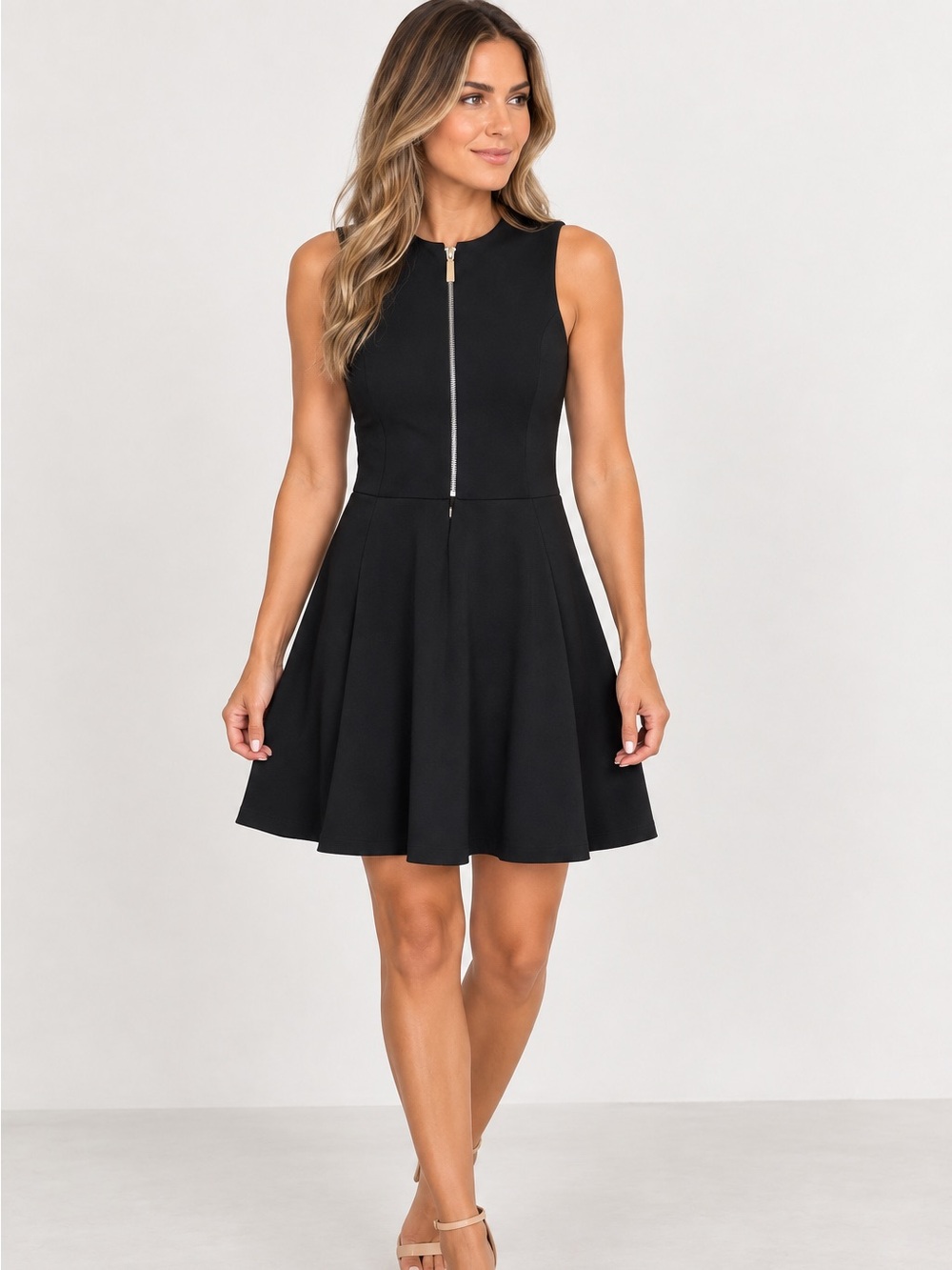 MICHAEL Michael Kors Black Sleeveless Front Zip Fit & Flare Dress Size 2